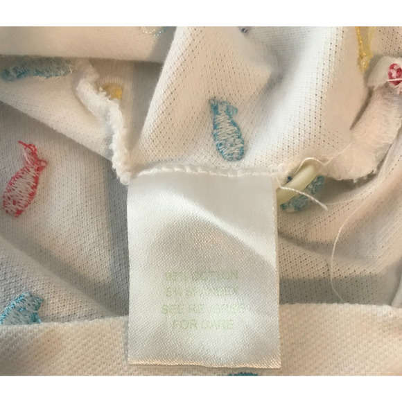 Lilly Pulitzer White Polo Shirt with Multi-Colored Embroidered Fish - Size EXSM - Picture 9 of 9